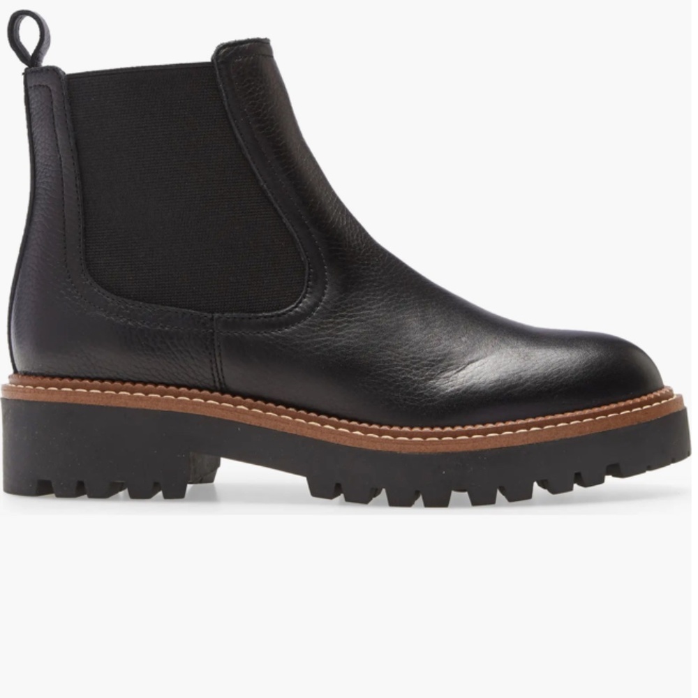 Nordstrom Caslon Black Water Resistant Lug Chelsea Boots Size 10 New in Box